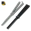 En stock acero inoxidable peine mariposa cuchillo de entrenamiento de seguridad sin juego de hoja genial para principiantes portátil peine de práctica para principiantes