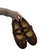 Otoño Nuevo Estilo Zapatos de Ballet Mary Janes Estilo de Noche con Suela Plana Falda Francesa para Mujer Escote Bajo 2026 Zapatos de Punto Individual