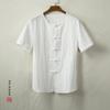2023 Verão novo estilo chinês masculino cor sólida linho casual Tang terno Juventude retro na moda camisa de manga curta masculina