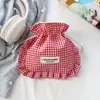 Bolsa Nueva de Cuadros con Cordón, Bolsa de Almacenamiento de Encaje de Nicho, Neceser Portátil Multifuncional, Bolsa para Guardar Brochas de Maquillaje