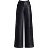 Pantalones de cuero de alta gama para mujer, nuevos pantalones de pierna ancha para otoño e invierno 2026, pantalones rectos holgados de cintura alta, pantalones largos de moda de cuero PU