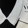 Corbata Blanca de Encaje Decorada con Perlas Ropa para Mujer Camisa de Vestir Accesorios Casuales Cuello Falso Flor Al Por Mayor