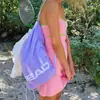 Vestido de tirantes retro Y2K para mujer con bloques de color, ribete azul y amarillo, corte ajustado, adecuado para la costa y la playa, vestido corto de vacaciones de moda