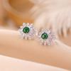 Yiluyin Prata de Lei S925 Jade Moda Simples Flor Conta Redonda Incrustada Personalizada Luxo Leve High-End Brincos Stud