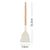 Espátula para Freír de Madera con Mango de Silicona de Grado Alimenticio Resistente a Altas Temperaturas, Cuchara para Sopa, Espátula de Cocina, Juego de 3 Utensilios de Cocina de Silicona