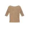 Hong Kong e American Apparel/Primavera 2026 100% Lã Pura Jacquard de Contagem 48 Gola Dobrável Camiseta para Mulheres Slim Fit Manga Curta