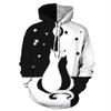 Moda Transfronteriza Gato Estampado 3D Top Sudadera Holgada con Capucha Manga Larga Ropa de Pareja