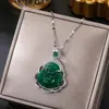 Corrente de clavícula em aço titânio estilo nacional retrô pingente de cadeado da paz de jade temperamento versátil acessórios de estilo chinês de alta qualidade
