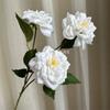 [Material de flor blanca] Arreglo floral de hortensia, rosa, flor de pasto escarchado con decoración de material de hoja de niebla de techo de pasto, flor de simulación para boda