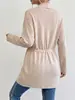 Cárdigan de Punto para Mujer de Venta Caliente Transfronteriza, Otoño e Invierno, Sencillo, Manga Larga, Cinturón de Corbata, Chaqueta de Punto Holgada Versátil Casual