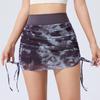 Malha Tie-Dye Saia Esportiva Verão Feminino Cintura Alta Cordão Saia Hip Sexy Hot Girl Yoga Fitness Saia