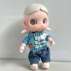 Ropa de bebé con botones de punto 17 cm primera, segunda y tercera generación Labubu accesorios para fiesta de sentarse, muñeco de peluche de perro