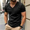 Transfronteiriça Amazon Verão Americano Nova Tendência Masculina Gola V Secagem Rápida Respirável Casual Esportiva Camiseta Personalizada de Manga Curta