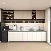 Combinación de barra de té y aparador de lujo ligero, adecuada para uso en el hogar, la oficina o la empresa, con un diseño de montaje en pared y una encimera de mármol para lavar y cortar