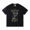 Gallery Dept Lavado y Desgastado Manga Corta Retro High Street Vintage Camiseta Suelta para Pareja Moderna