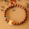 Pulseira Badu de Madeira de Pêssego Velho Lótus Cinábrio Artística Masculina e Feminina Pulseira de Madeira Estilo Étnico Retrô Este Ano Pronta Entrega Atacado