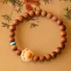 Pulsera de Madera de Melocotón Viejo Badu Flor de Loto Cinabrio Pulsera de Madera Artística Unisex Estilo Étnico Retro Año del Zodiaco En Stock