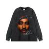 Camiseta de manga curta vintage de estrela de rap hip hop europeia e americana masculina moda de rua alta hiphop camiseta de manga comprida para usar por baixo