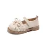 Zapatos de Cuero para Niños Zapatos para Niñas Estilo Nuevo Primavera y Otoño Zapatos Individuales con Lazo de Perlas para Niñas Superficie Brillante para Actuación de Niños Pequeños