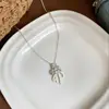 Colar de flor de zircônia com laço em óleo, estilo fresco e delicado, design único, corrente de clavícula versátil e elegante