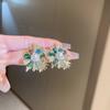 Aretes de Aguja de Plata con Incrustaciones de Diamantes, Aretes de Flor de Cristal de Perla Artificial, Aretes de Lujo Accesible de Alta Gama Franceses, Aretes de Diseño de Nicho