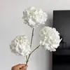 Flor Artificial con 3 Cabezas, Hortensia de Tallo Único, Accesorio para Fotografía de Boda en Jardín, Arreglo Floral para Celebraciones de Boda, Flor Artificial