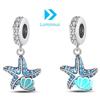 Diseño Transfronterizo Venta Caliente Cobre Chapado Plata 925 Zircón Azul Búho Tortuga Colgante Cuentas Accesorios para Pulsera DIY