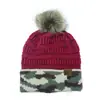 2019 Europa y América Amazon CC estándar camuflaje con bola tejido cálido gorro de lana damas otoño e invierno comercio exterior gorro plegable