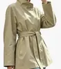Gabardina Abierta para Mujer Moda Otoño 2026 Abrigo Cortavientos con Cuello Alto y Cinturón