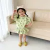 Ropa Coreana de Verano Estilo Ins para Niños y Niñas 2026, Conjunto de Dos Piezas con Top Elegante de Mangas Cortas de Cereza y Falda de Longitud Media