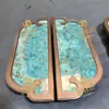 Manijas de Puerta Grandes Personalizadas para Hotel, Manijas de Puerta Doble para Salón de Banquetes, Manijas de Puerta de Forma Irregular con Piedra Incrustada, Manijas de Puerta de Cobre Antiguo para Habitaciones Privadas