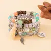Pulsera con Colgante de Borla de Ala Redonda Estilo Bohemio Transfronterizo Europeo y Americano Pulsera de Cuerda Elástica Multicapa con Cuentas