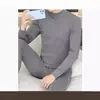 Roupa íntima térmica masculina de veludo roupas de outono masculinas terno de calça comprida gola média alta forrada com fleece espessa autocalor base inverno