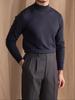 Suéter de cuello alto medio para otoño e invierno, informal, cálido, para hombre, de negocios, de manga larga, ajustado y sin planchado.