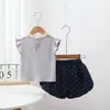 Conjunto de Ropa de Verano para Niñas, Top Coreano de Mangas Acampanadas, Conjunto de Dos Piezas Delgado a la Moda para Bebés y Niños Pequeños