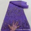 Nuevo Encaje de Tela para Vestido de Novia Africano Transfronterizo de Lentejuelas Bordadas de Alta Resistencia Malla Bordada con Cuentas Tubo Encaje de Tela Bordada