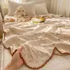 Manta de gasa de doble capa 100% algodón, manta tipo toalla, colcha, manta con forma de frijol, manta para bebé, manta para aire acondicionado, manta para siesta en la oficina