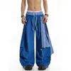 Pantalones Casuales de Cuadros Te New Be para Hombre, Comercio Transfronterizo, Ajuste Holgado de Verano, Estilo High Street, Doble Cintura, Estilo Americano B