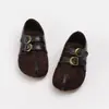 Zapatos Retro de Ante Color Melaard para Niñas Zapatos Nuevos de Primavera/Otoño para Niños Suela Suave Punta Dividida Sintética Estampado de Leopardo Birkenstock Modernos
