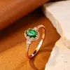 Venta Caliente Transfronteriza Anillo Ovalado Retro Esmeralda Luz Anillo Lujo Borde Retorcido Dorado Textura Espiga Anillo