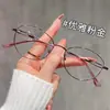 Gafas de lectura de estilo de lujo ligero de alta gama para mujer, ambiente estilo coreano, monturas de alambre dorado ojo de gato, gafas de lectura de metal anti luz azul