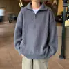 Suéter de Punto Versátil de Media Cremallera y Cuello Alto para Hombre Estilo Perezoso de Gama Alta Otoño/Invierno Holgado Directo de Fábrica