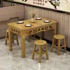 Mesa y Sillas para Snack Bar de Madera Maciza Combinación Restaurante Tienda de Fideos Mesa Rectangular para Comida Rápida Comedor Comercial Mesa para Barbacoa Carbonizada Hot Pot