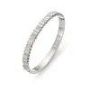 Pulsera Geométrica Retro Rayada con Incrustaciones de Diamantes de Acero de Titanio de Venta Caliente Europea y Americana para Mujer Oro 18K Sin Decoloración Joyería de Alta Gama al por Mayor