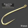 Gancho de peixe de manga dourada de sulco duplo Gancho longo não farpado Gancho fino plano Gancho de manga competitiva Crucian Carp Dining Strip White Small Fish Hook