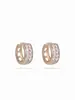 Pendientes de Aro Doble Fila con Circonita Incrustada de Aleación de Cobre Xuping, Moda Europea y Americana Estilo Minimalista, Pendientes de Alta Gama para Mujer, Hechos a Medida