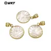WT-JP511 Pequeño Exquisito Patrón de Concha Blanca Natural Tallado Redondo Pequeño Colgante Exportación Venta al por Mayor Joyería diy