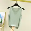 Camisola de Color Sólido de Algodón de Bambú para Mujer, Top de Verano sin Mangas, Cuello Redondo, Corte Holgado, Se Puede Usar como Capa Exterior o como Capa Base