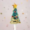 Tarjeta de decoración para pastel de Navidad anillo de hierba hoja ciervo sika árbol de Navidad bolsa de regalo bandera de mesa para postre de repostería de cumpleaños