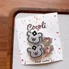 Cordón para Teléfono con Flor Estampada de Aleación Estilo Coreano, Goma para el Cabello para Niñas, Set de Pinza de Pato con Cabeza de Oso Plateada y Pajarita